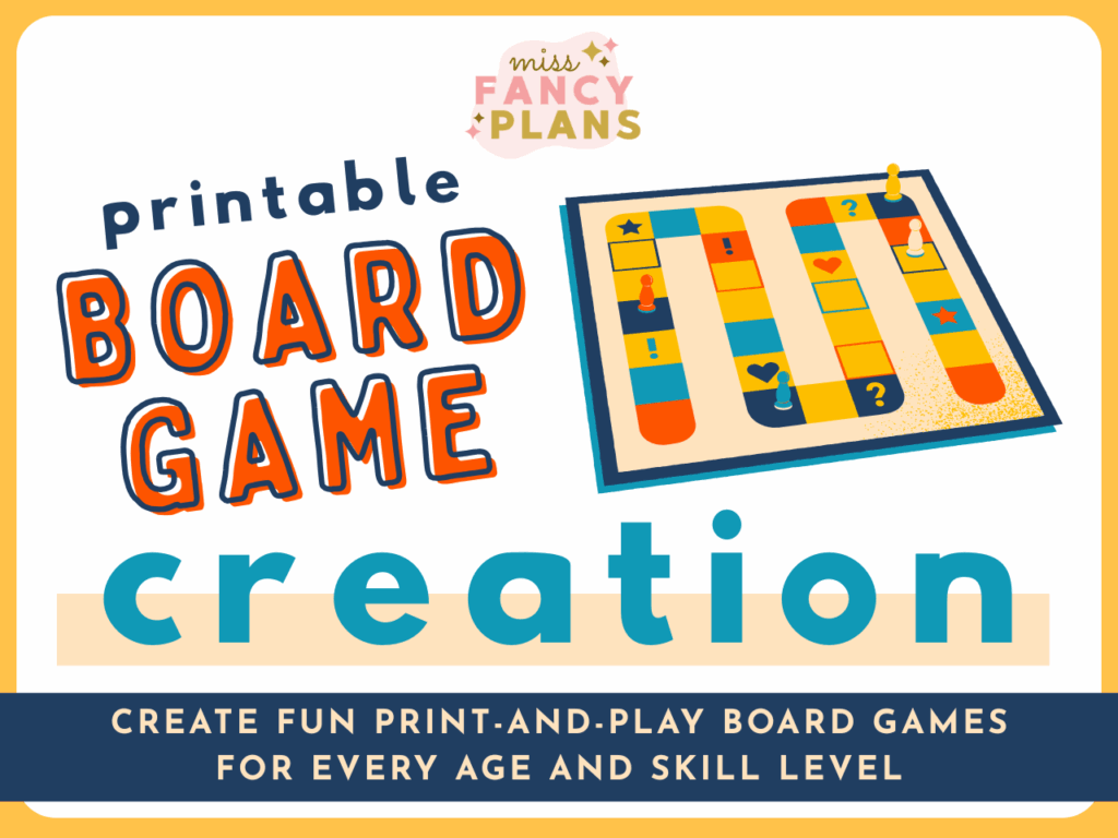 Printable Board Game Creation course mockup. Create fun print-and-play board games for every age and skill level
